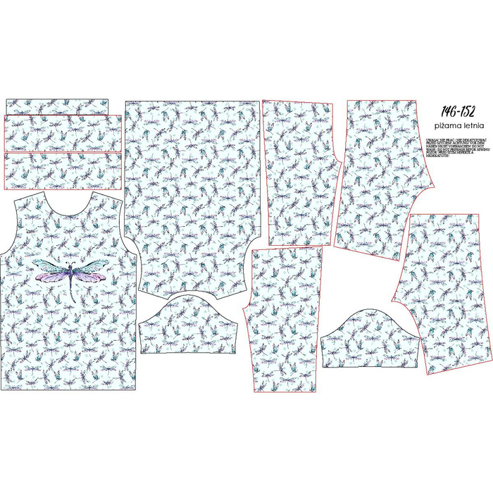 PIŻAMA DZIECIĘCA "ADA" - WAŻKI wz. 2 (WAŻKI I DMUCHAWCE) - Bambus Single Jersey z elastanem (146/152)