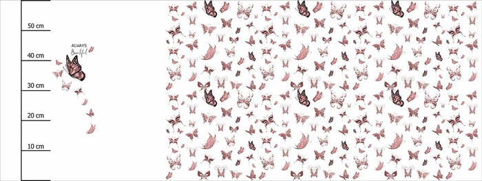 ALWAYS BEAUTIFUL (GLITTER SCHMETTERLINGE) / weiß  - SINGLE JERSEY panoramisches Paneel (60cm x 155cm)