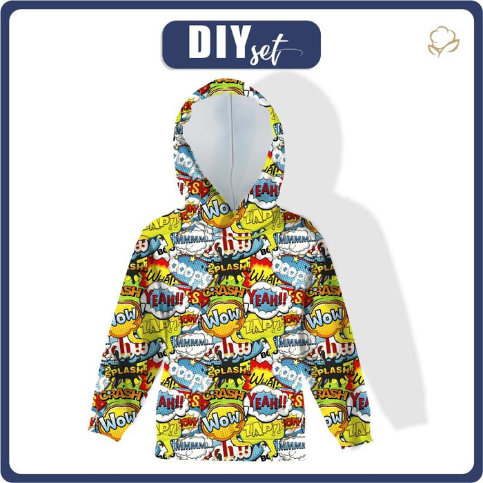 KID'S HOODIE - COMIC BOOK - looped knit fabric (146/152)