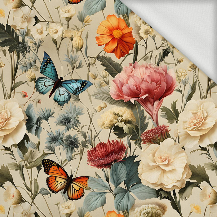Butterfly & Flowers wz.9 - Cotton muslin