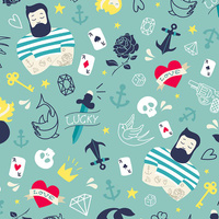 TATTOO / seladon - Baumwoll Webware