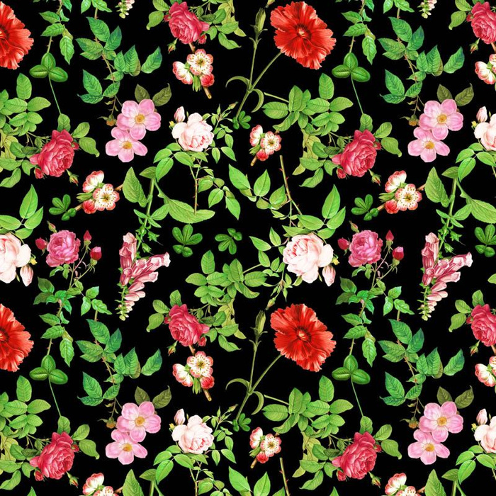 MINI ROSEN UND BLÄTTER (PARADIESGARTEN) - Nylonstoff PUMI