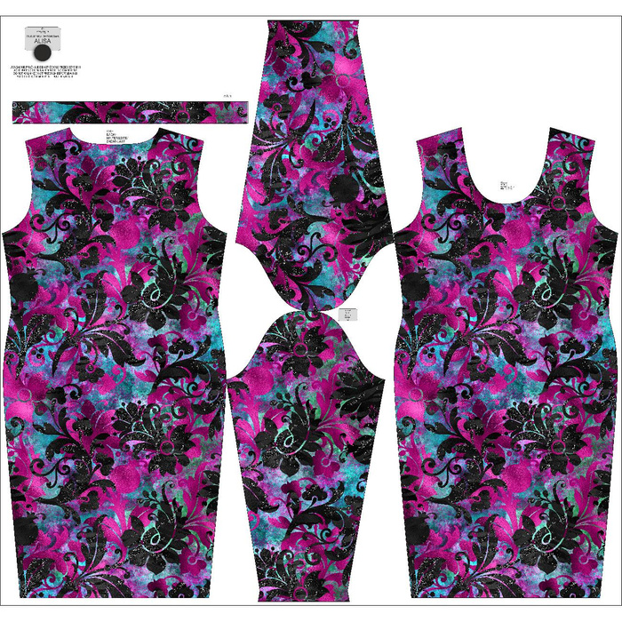 PENCIL DRESS (ALISA) - FLORAL PAT. 9 - sewing set XXL