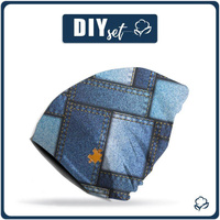 "Beanie" cap - JEANS PATCHES / dark blue 51-53