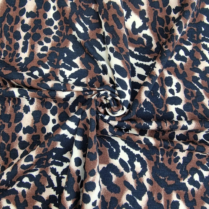 HNĚDÝ LEOPARD - Jersey wiskozowy