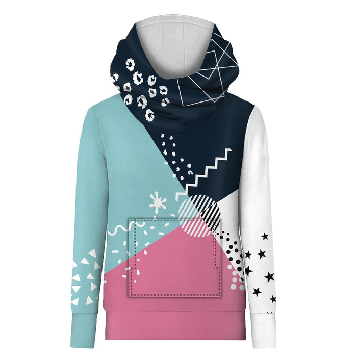 Unisex mikina s kapucí (HYDRA) - COLOR BLOCK VZ. 5 - Sada šití XL