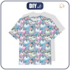 T-SHIRT DZIECIĘCY - DYNIE I KWIATKI wz. 1 (DYNIOWY OGRÓDEK) - single jersey (140/146)