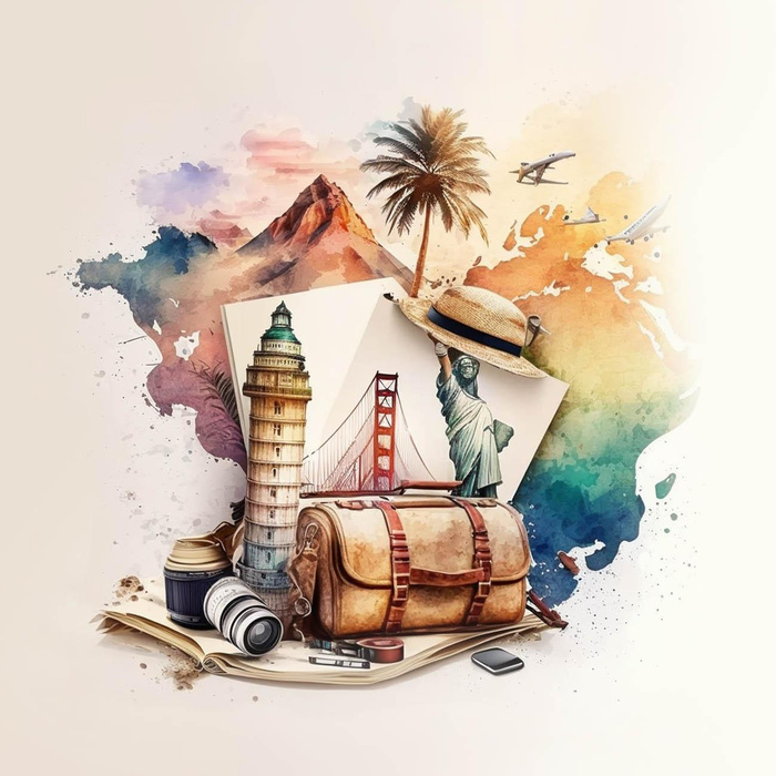 TRAVEL TIME PAT. 3 - panel (60cm x 50cm) Waterproof woven fabric