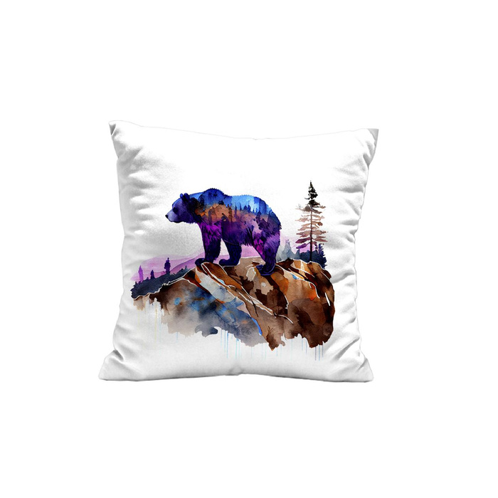 KISSEN 45x45 - BEAR ON A ROCK - Vorderseite + Rückseite