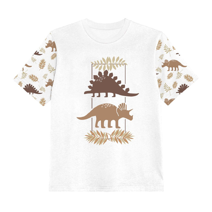 2-PACK - DĚTSKÉ TRIČKO - HNĚDÍ DINOSAUŘI - Sada šití (104/110)