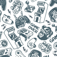 GAME OVER (retro) / white - Hydrophobic brushed knit