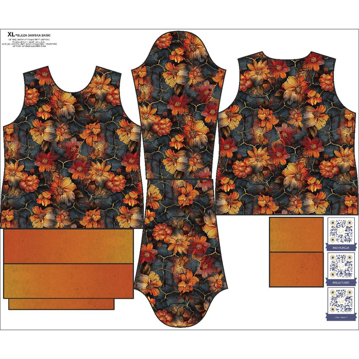 WOMEN'S SWEATSHIRT (HANA) BASIC - DENIM FLOWERS wz.2 - looped knit fabric - XXXXL