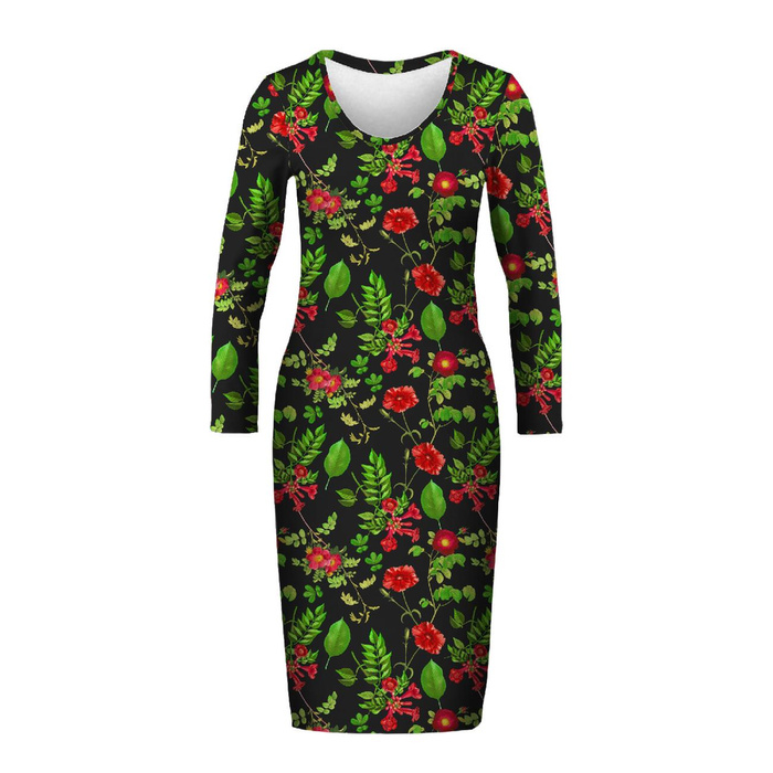 PENCIL DRESS (ALISA) - RED GARDEN (PARADISE GARDEN) - sewing set XXL