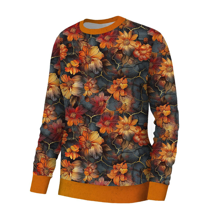 DÁMSKÁ MIKINA (HANA) BASIC - DENIM FLOWERS wz.2 - teplákovina