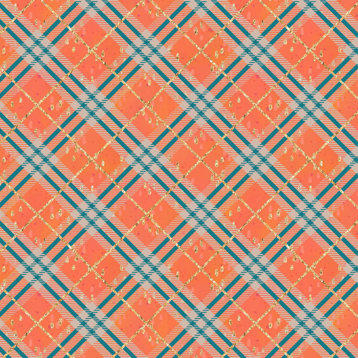 GLITTER CHECK / orange (GLITTER AUTUMN) - Cotton woven fabric