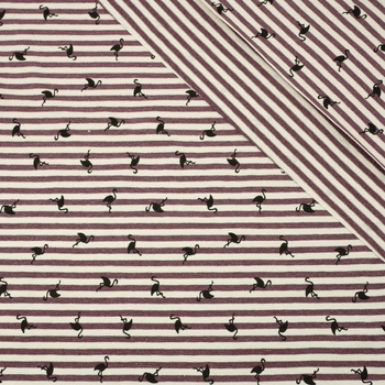 GESTREIFTE FLAMINGOS / aubergine - Single Jersey TE210