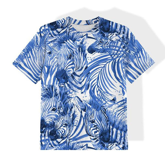 KINDER T-SHIRT- ZEBRA (CLASSIC BLUE)- Single Jersey (116-122)