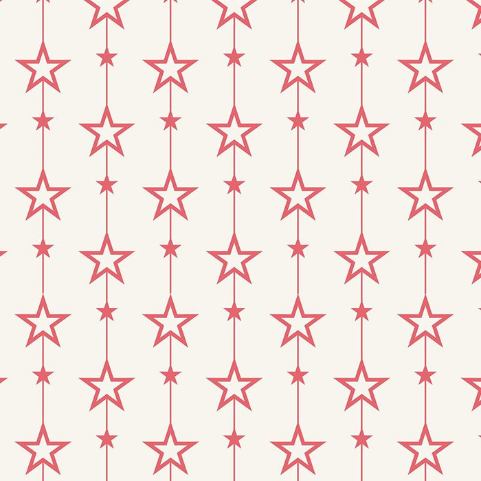 RED STARS (CHAINS) / VANILLA - Cotton woven fabric