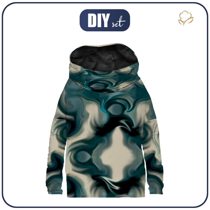 BLUZA DAMSKA (FURIA) NIETOPERZ Z KOMINEM - ABSTRAKCJA WZ. 4 - dzianina pętelkowa L