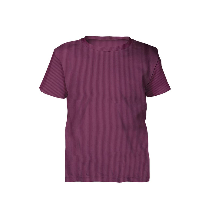 Zestaw DIY – T-shirt dziecięcy z bawełnianej dzianiny RIB JERSEY - BURGUNDOWY (86)