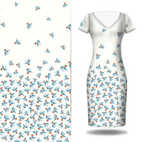 BLUE LEAVES / white - dress panel crepe