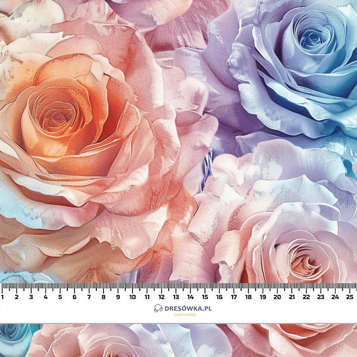 PASTEL FLOWERS WZ.8 - teplákovina počesaná s elastanem ITY