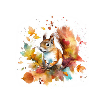 WATERCOLOR SQUIRREL - PANEL (60cm x 50cm) Hydrofobowa dzianina drapana