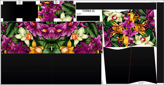 XL bag with in-bag pouch 2 in 1 - EXOTIC ORCHIDS PAT. 7 - sewing set