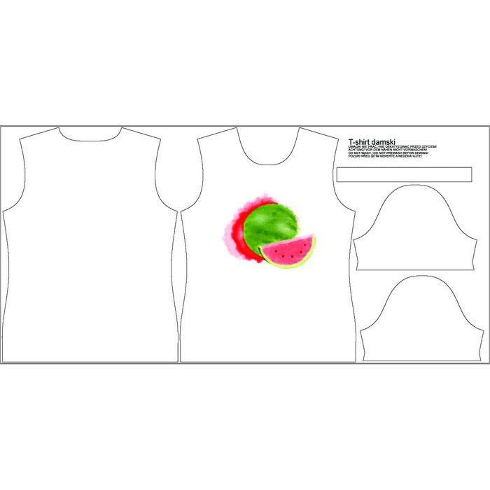 DAMEN T-SHIRT - WASSERMELONE - Single Jersey XL
