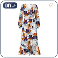 WRAP FLOUNCED DRESS (ABELLA) - MAGNOLIAS pat. 2 (colorful) - sewing set S