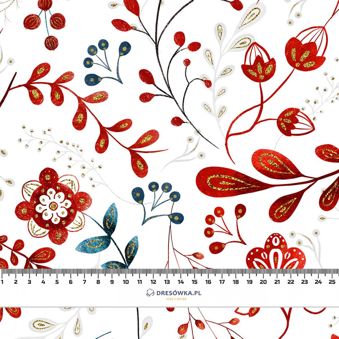 FOLKOWY FLORAL WZ. 2 (FOLKOWY LAS) - dresówka pętelkowa