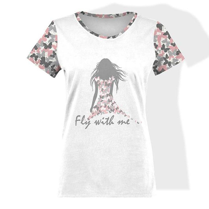 DAMEN T-SHIRT - FLY WITH ME - Single Jersey XXXL