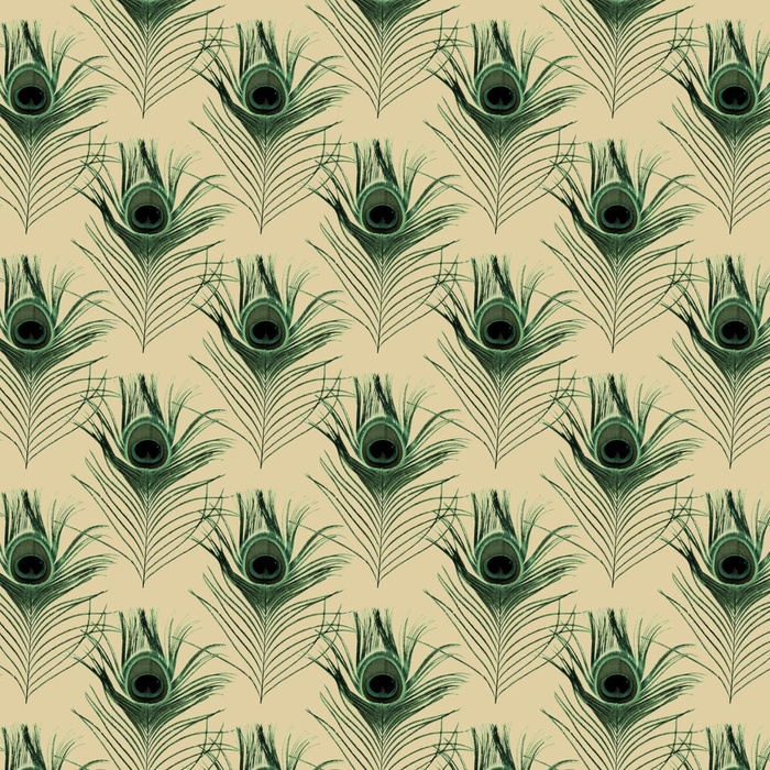 PEACOCK FEATHERS pat. 2 (SAFARI) - Cotton woven fabric
