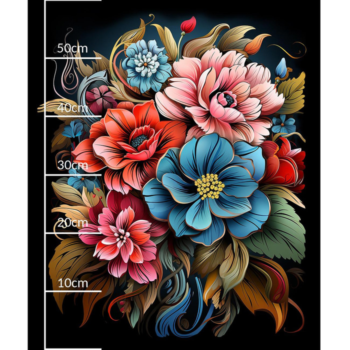 BOUQUET OF FLOWERS WZ.1 - panel (60cm x 50cm) teplákovina s elastanem ITY