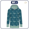 BLUZA DAMSKA (MEGI) - DŁUGA Z KAPTUREM - LIŚCIE wz. 9 -  dzianina pętelkowa - XS