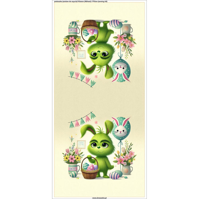 PILLOW 45X45 - FUNNY EASTER pat.3 PRANKSTER - Panama 220g - sewing set