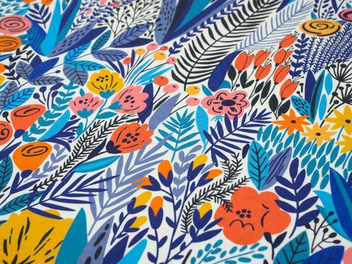 COLORFUL MEADOW - single jersey with elastane TE210