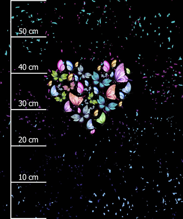 HEART / butterflies -  PANEL (60cm x 50cm) looped knit fabric with elastane ITY