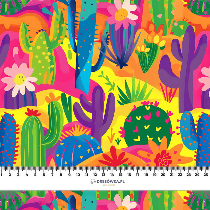 NEON CACTUS WZ.1 - tkanina bawełniana