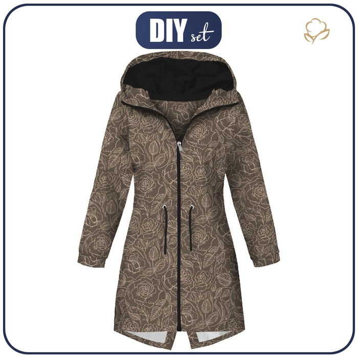 WOMEN'S PARKA (ANNA) - ROSES / CONTOUR / brown - sewing set XL