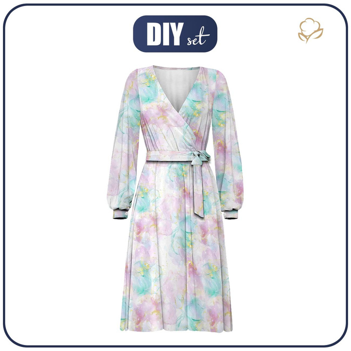 WRAP MIDI DRESS "BIANCA" (M) - ALCOHOL PASTEL WZ.1 - sewing set