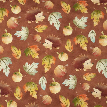 HEDGEHOGS IN LEAVES (AUTUMN GIRL) - Waterproof woven fabric