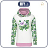 LANGES DAMEN HOODIE (MEGI) - MINI BLÄTTER UND INSEKTEN MS.4 (TROPISCHE NATUR) / weiß - Sommersweat - XL