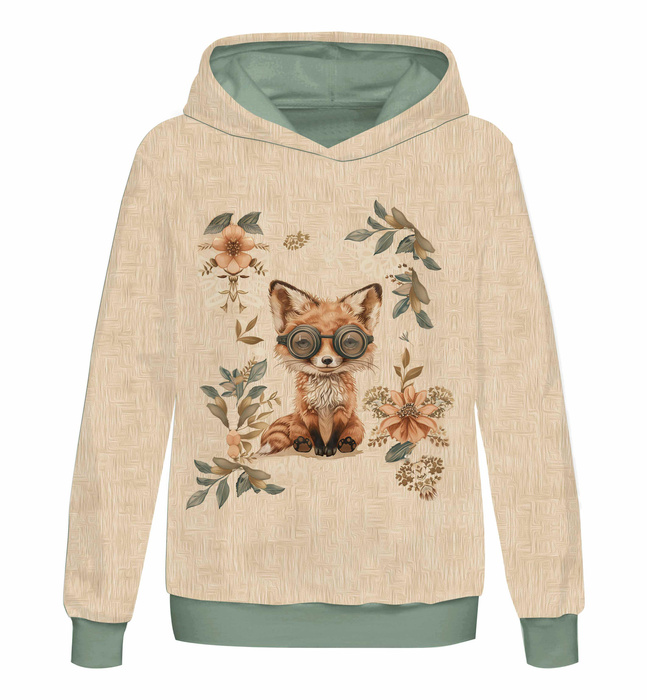 FOX STEAMPUNK FOREST - panoramic panel looped knit (60cm x 155cm)