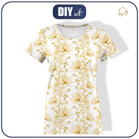 WOMEN’S T-SHIRT - FLOWERS pat. 4 (gold) - single jersey XL