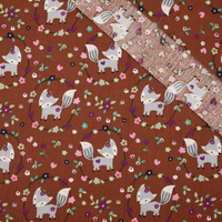 FOXES (wreaths) / brick - POPLIN 100% cotton