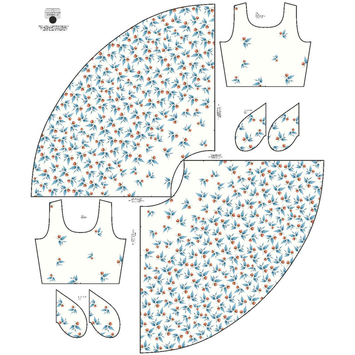 ŠATY "ISABELLE" - MODRY LISTY / bílá - šicí souprava XL