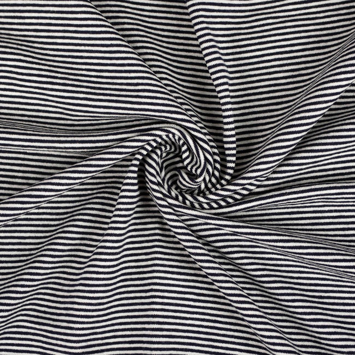 Viscose jersey - STRIPES DARK BLUE / WHITE 0,2cm x 0,2cm