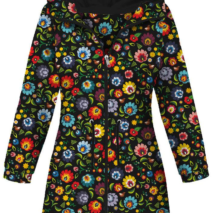 DÁMSKÁ BUNDA PARKA (ANNA) - FOLK ŁOWICKÝ /černá - softshell XL