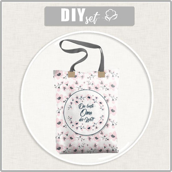 SHOPPER TASCHE - DIE BESTE OMA DER WELT / Gemalte Blumen - Wasserabweisende Webware - Nähset